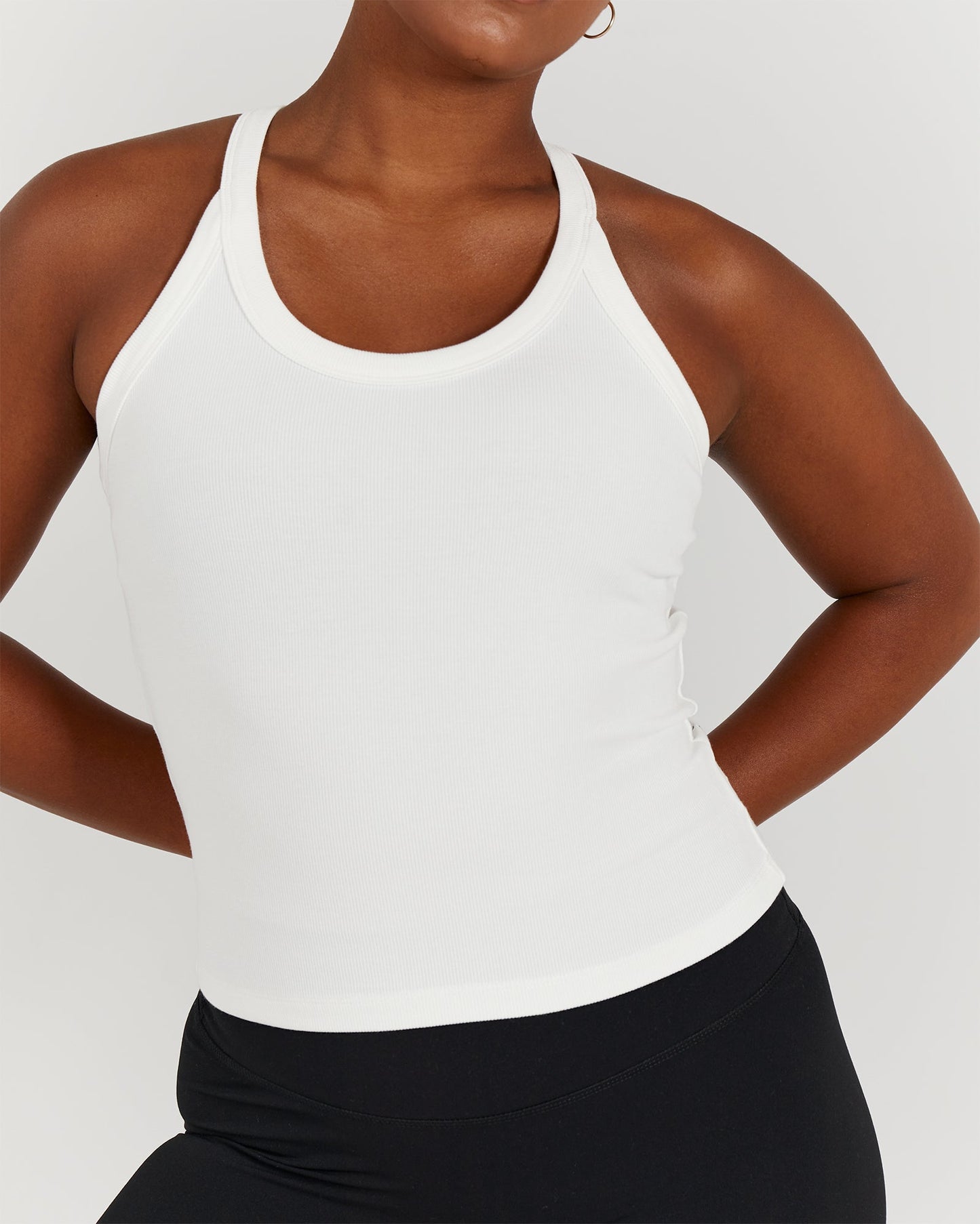 AMPLIFY RIBBED TANK TOP - OFF WHITE